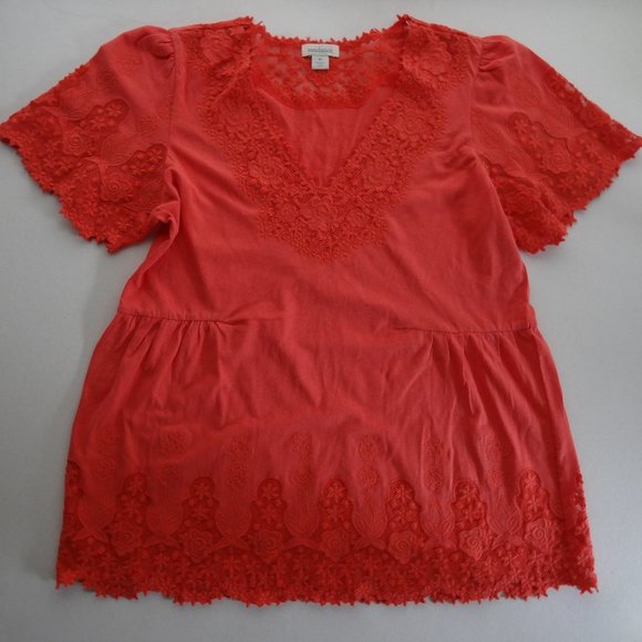 Sundance Tops - Sundance M Lace V-Neck Blouse Floral Embroidery